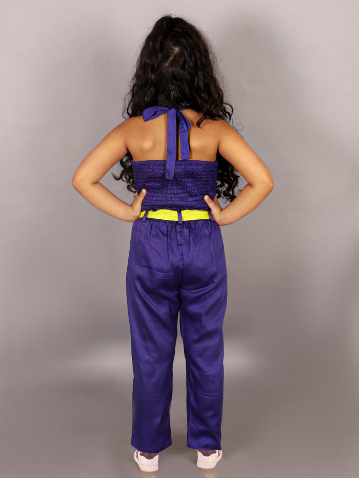 Girls Purple Co Ord Sets With 3D Rose On Top