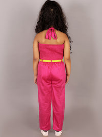 Girls Pink Co Ord Sets With 3D Rose On Top