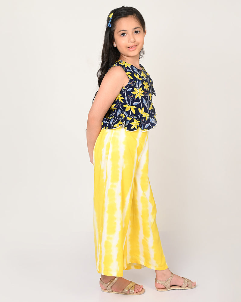 Sassy Boho Girls Yellow Crop Top With Palazzo Set From The Sibling Collection