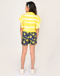 Sassy Boho Girls Yellow Crop Top With Shorts Set From The Sibling Collection