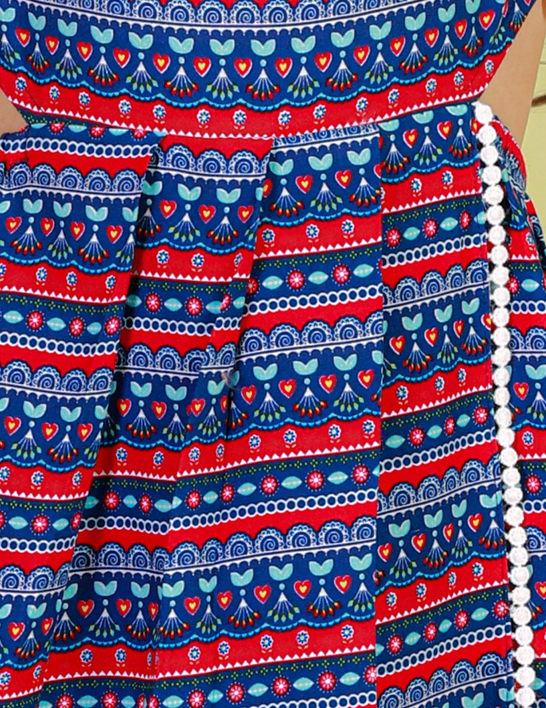 Sassy Boho Girls Blue Cut-outs At Waist Dress From The Sibling Collection