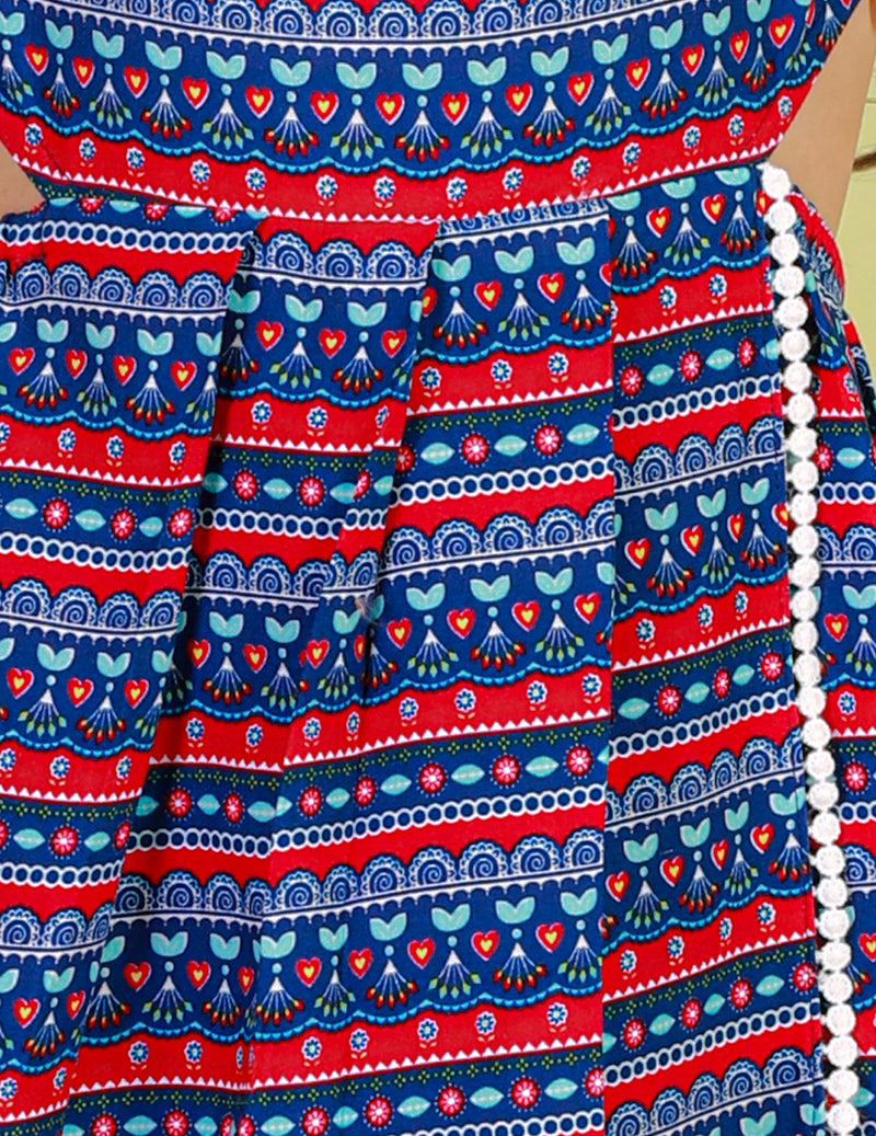 Sassy Boho Girls Blue Cut-outs At Waist Dress From The Sibling Collection
