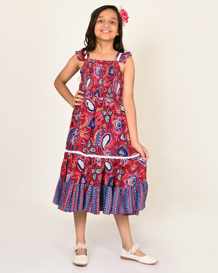 Sassy Boho Girls Purple Tiered Dress From The Sibling Collection
