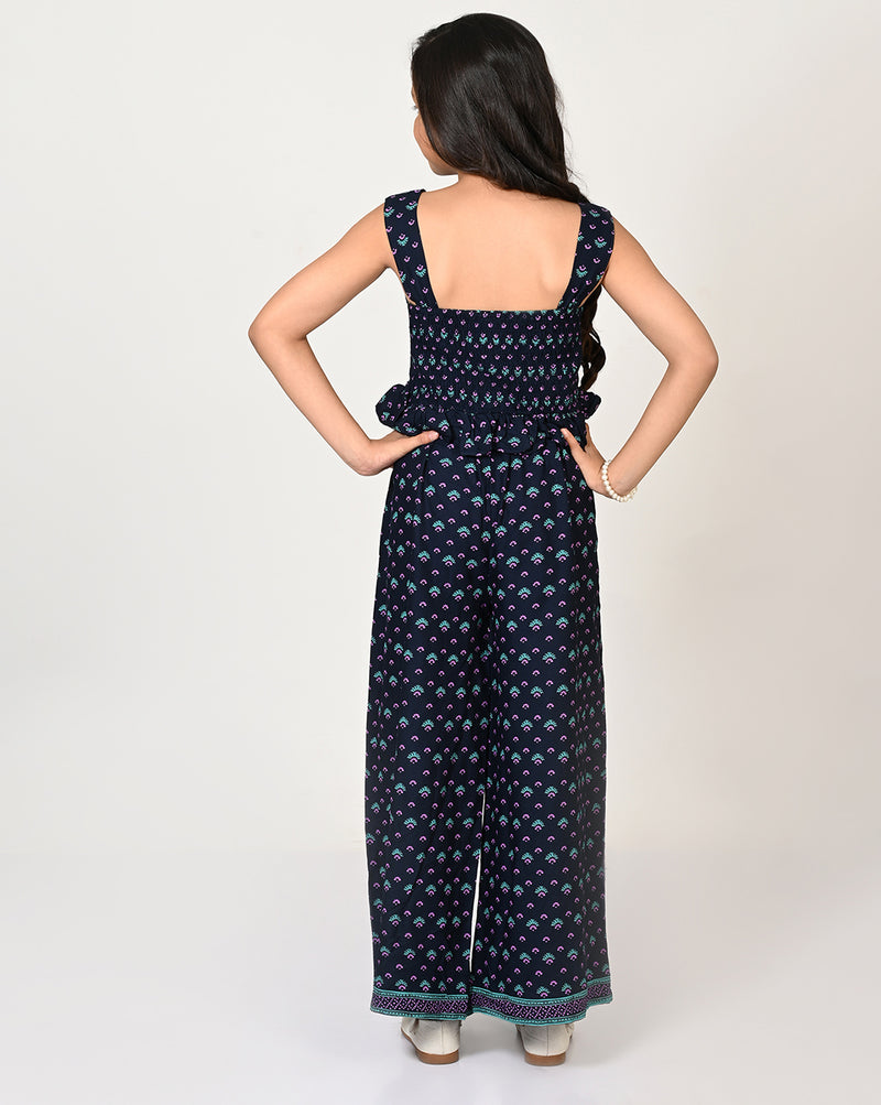 Sassy Boho Girls Blue Crop Top With Palazzo Set From The Sibling Collection