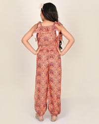 Sassy Boho Girls Orange Crop Top With Joggers Set From The Sibling Collection