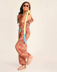 Sassy Boho Girls Orange Crop Top With Joggers Set From The Sibling Collection