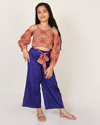 Sassy Boho Girls Orange Crop Top With Palazzo Set From The Sibling Collection