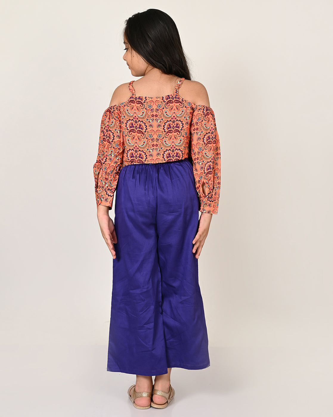 Sassy Boho Girls Orange Crop Top With Palazzo Set From The Sibling Collection
