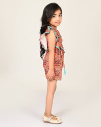 Sassy Boho Girls Orange Jumpsuit From The Sibling Collection