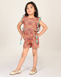 Sassy Boho Girls Orange Jumpsuit From The Sibling Collection