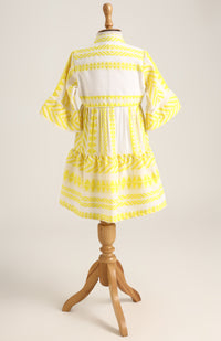 Cotton Dress with Bell Sleeves. Detailed with Dori and Tassels