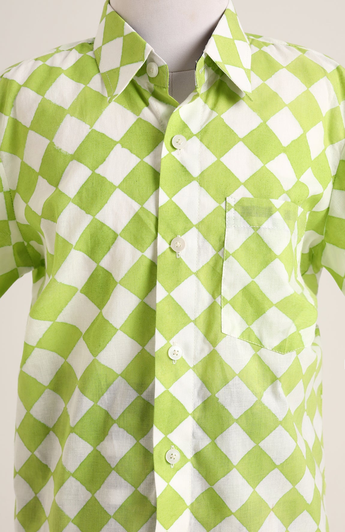 Cotton Printed Checked Shirt with Shorts