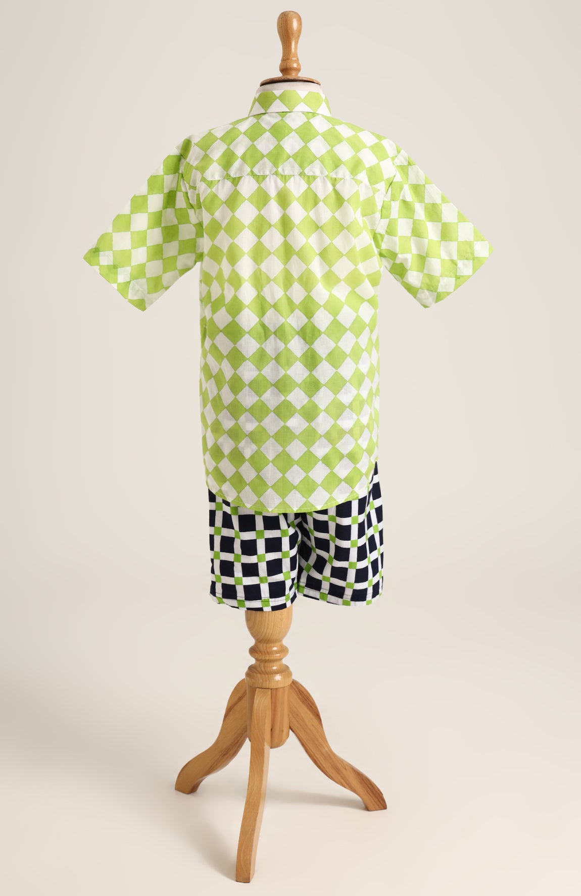 Cotton Printed Checked Shirt with Shorts