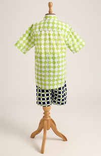 Cotton Printed Checked Shirt with Shorts