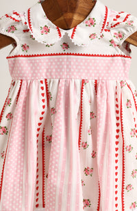Cotton Dress with Short Sleeves. Detailed with Lace