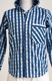 Cotton checks shirt with Hoodie. Shorts not included.