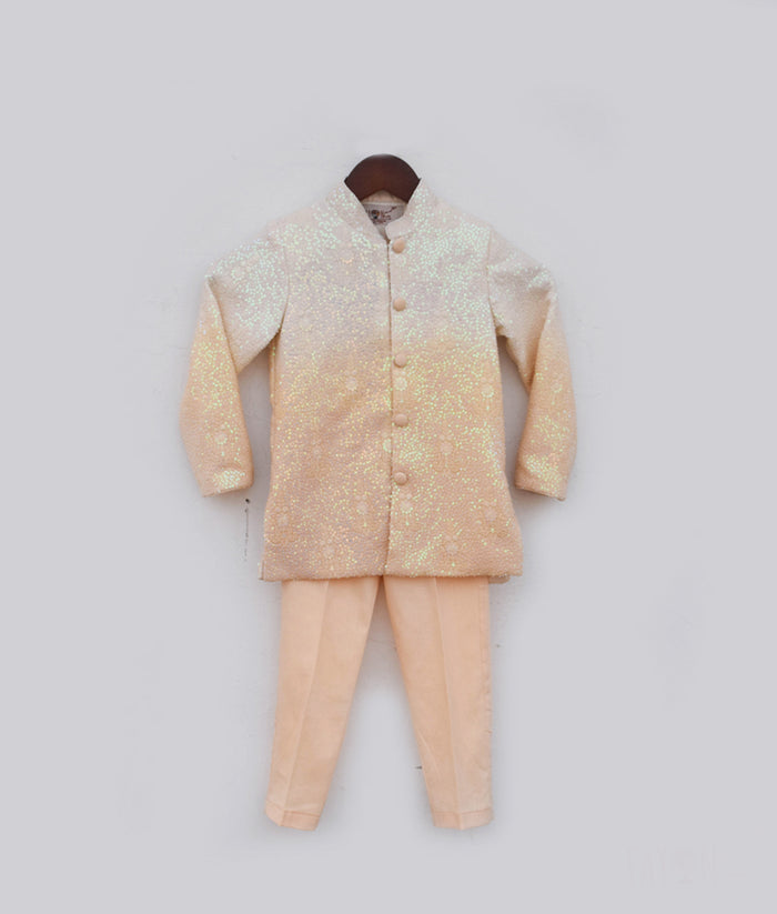 Peach Ombre Bandhgala Set