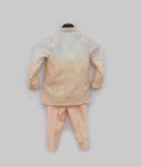 Peach Ombre Bandhgala Set