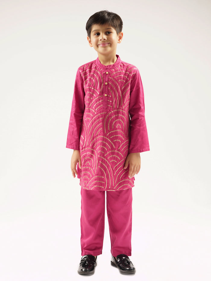 Bollywood Tadka Wine Kurta Pant Set For Boys