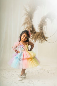 Rainbow Tulle Dress With 3D Butterflies