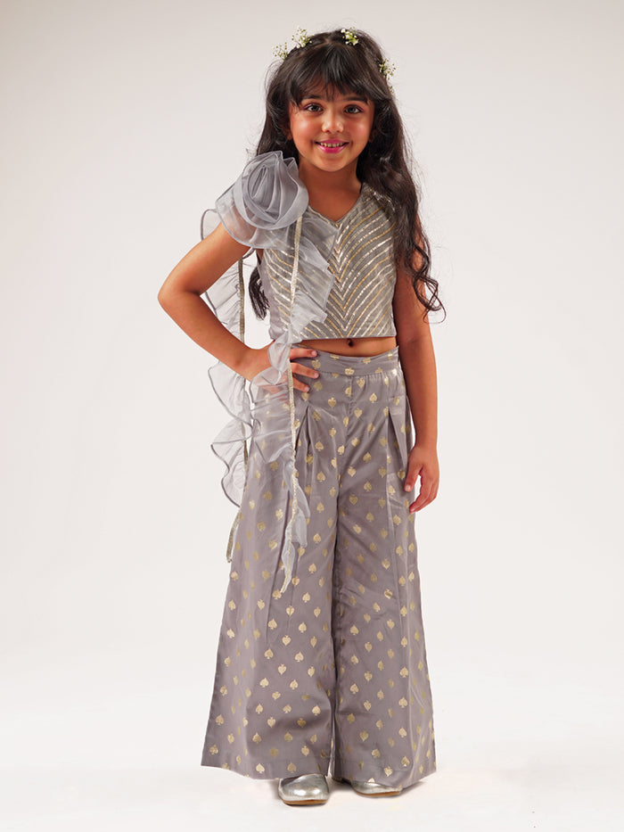 Mehfil Grey Co-ordinate Set For Girls
