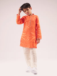 Mehfil Orange Kurta Pant Set For Boys