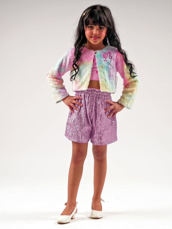 Lil Drama's Barbie Multi Color Fur Ballerina Shrug For Young Girls