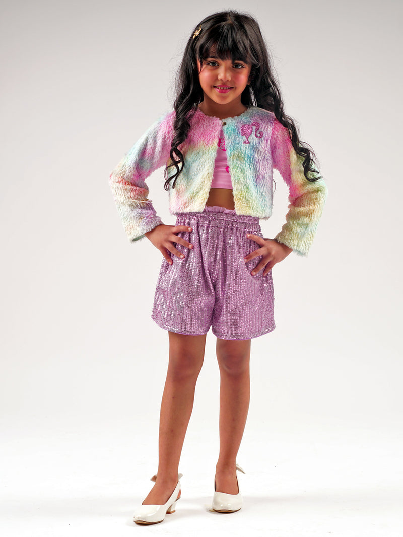 Lil Drama's Barbie Multi Color Fur Ballerina Shrug For Young Girls