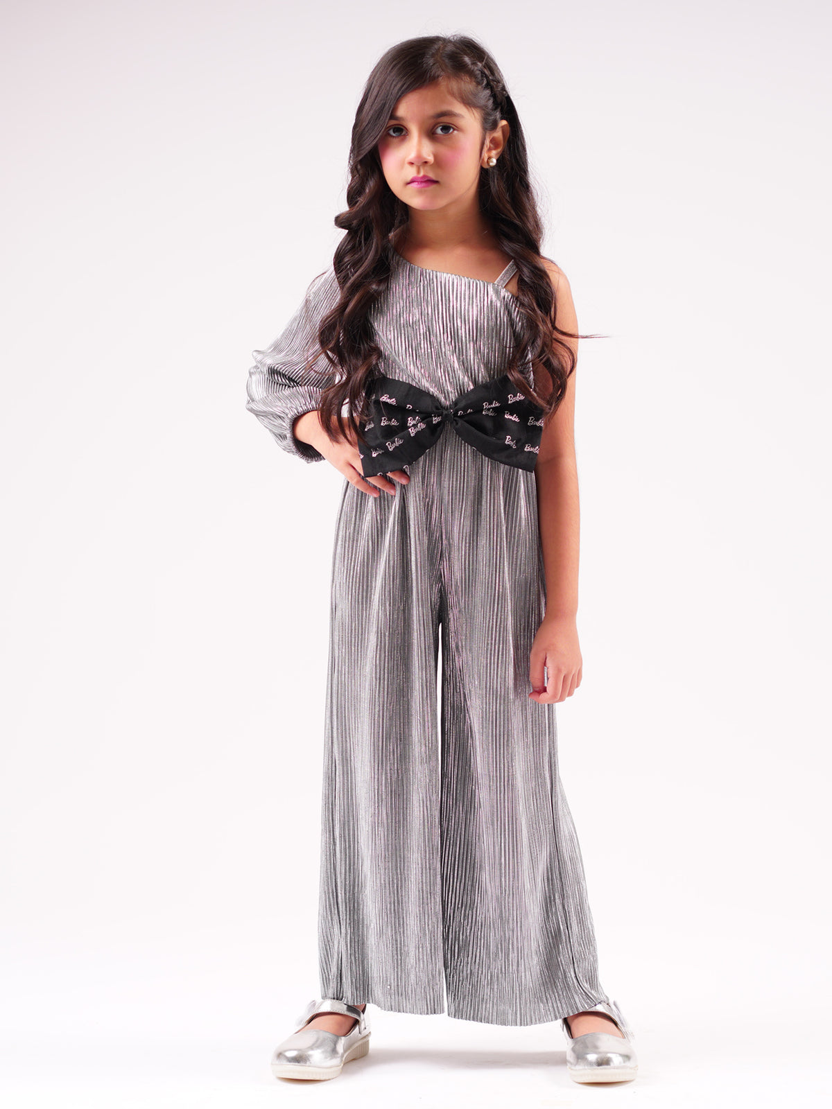 Lil Drama's Barbie Silver Shimmer Rockstar Jumper For Young Girls