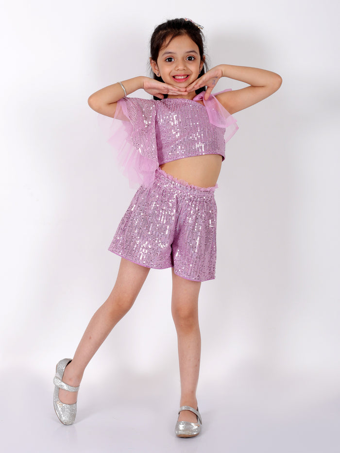 Lil Drama Girls Party Top With Shorts