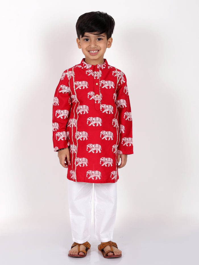Trunk Tales Boys Red Kurta with Pant