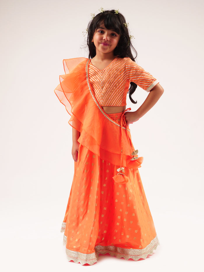 Mehfil Orange Ghaghra Choli With Dupatta