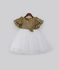 Golden Shimmer And Off White Glitter Elegance