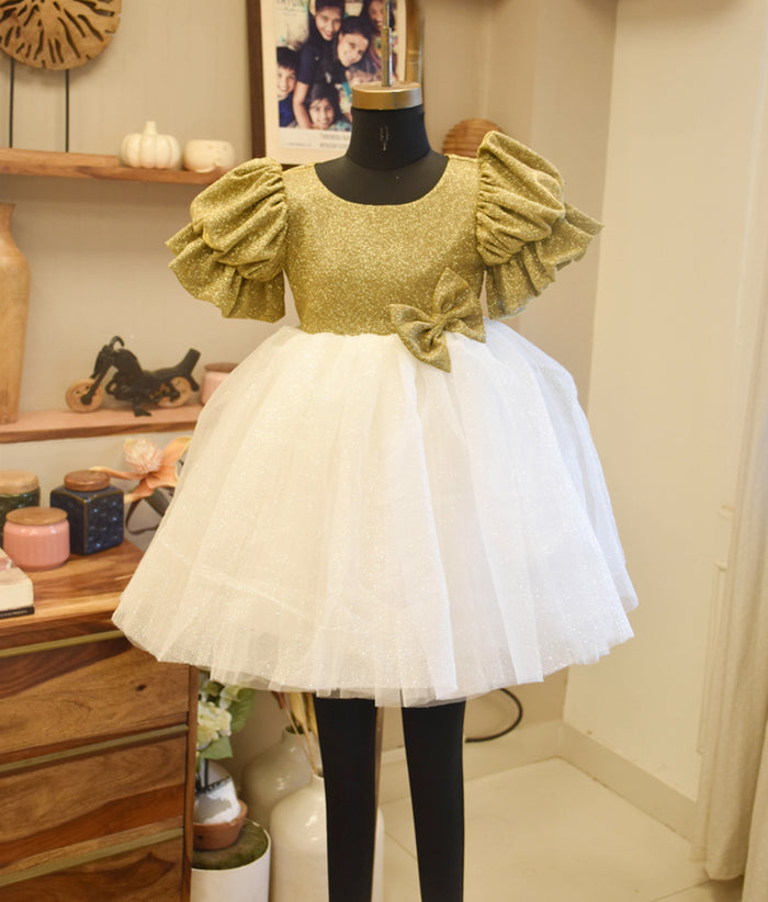 Golden Shimmer And Off White Glitter Elegance