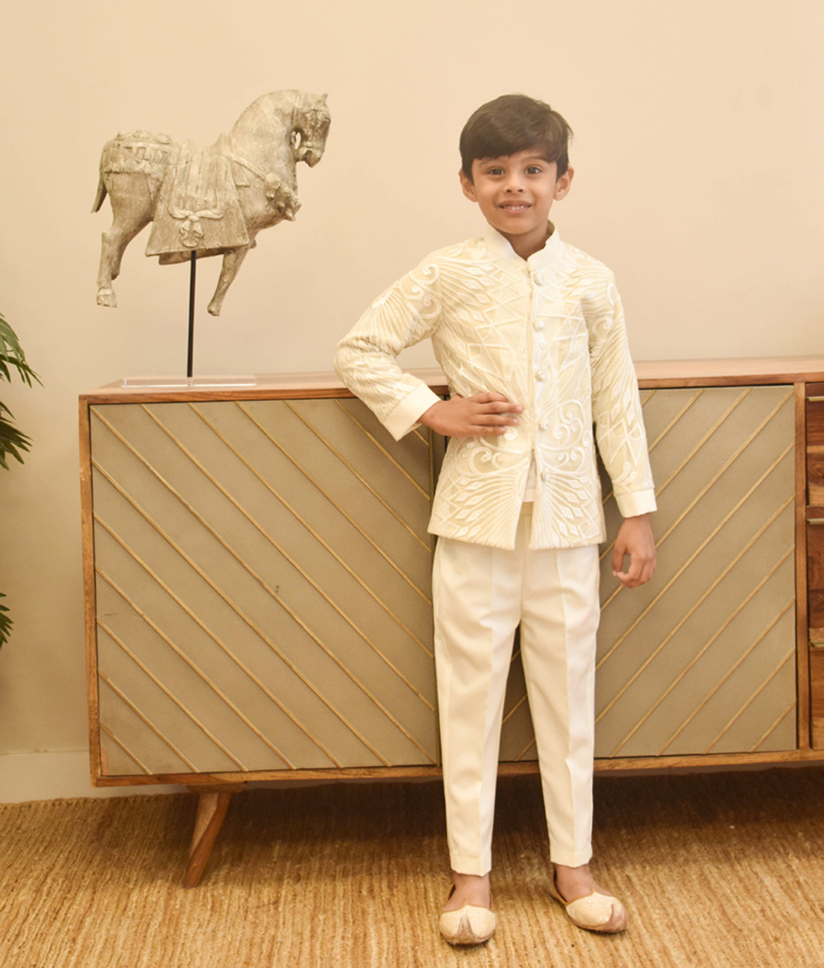 Ivory Embroidered Bandhgala With Pant