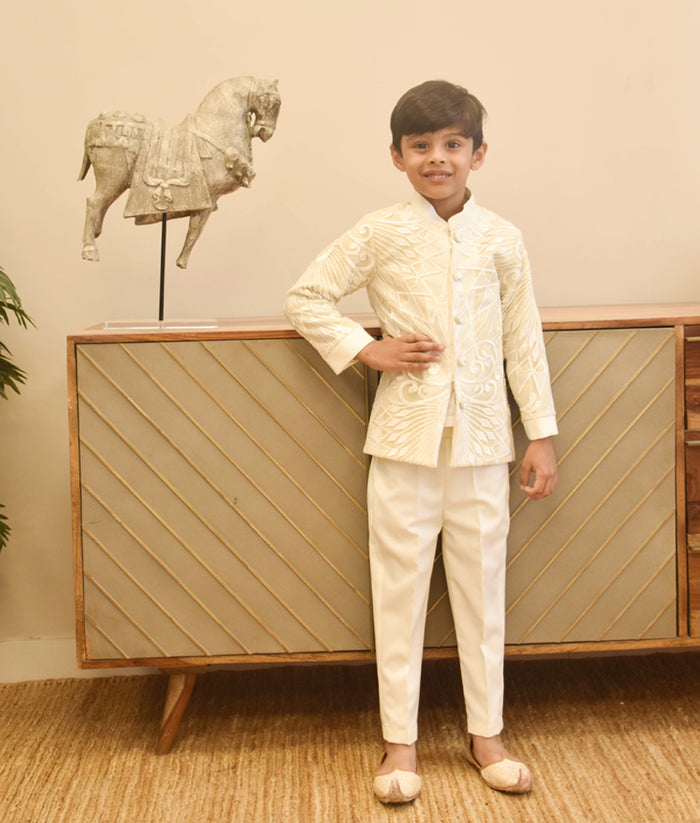 Ivory Embroidered Bandhgala With Pant