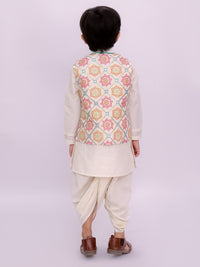 Mishti White Kurta Dhoti and Jacket For Boys