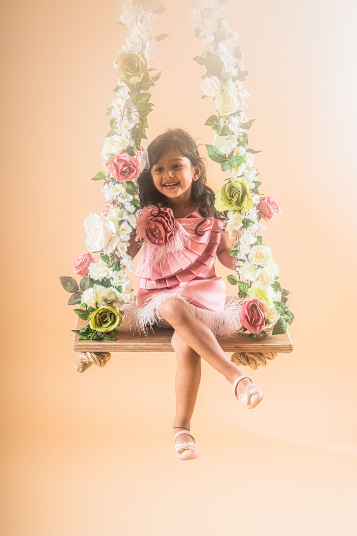 A-line Rose Gold Satin Dress