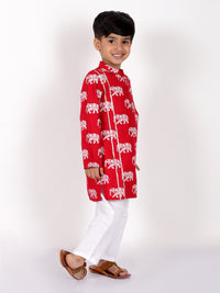 Trunk Tales Boys Red Kurta with Pant