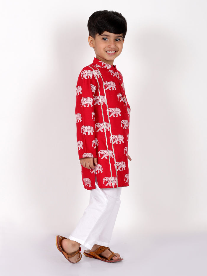 Trunk Tales Boys Red Kurta with Pant