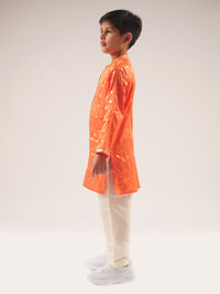 Mehfil Orange Kurta Pant Set For Boys