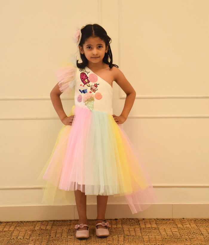 Multi Color High Low Dress