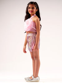 Lil Drama's Barbie Pink Shimmer Skirts Ballerina Co Ordinate Set For Young Girls