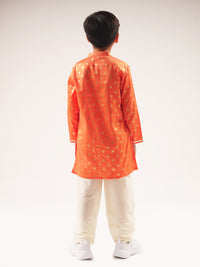 Mehfil Orange Kurta Pant Set For Boys