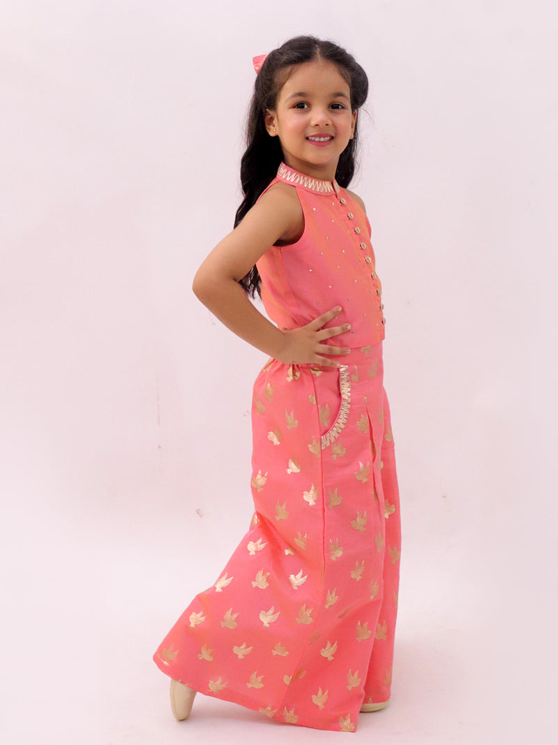 Mishti Peach Top and Pant Set For Girls