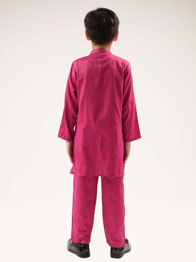 Bollywood Tadka Wine Kurta Pant Set For Boys