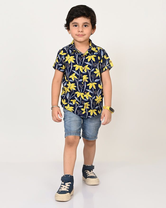 Sassy Boho Boys Navy Shirt From The Sibling Collection