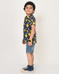 Sassy Boho Boys Navy Shirt From The Sibling Collection