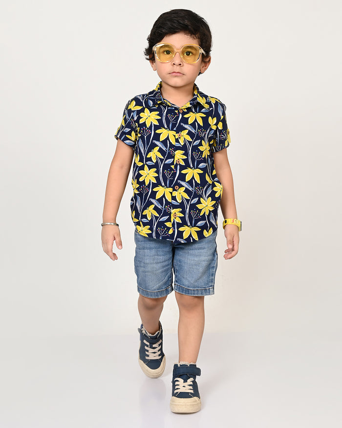 Sassy Boho Boys Navy Shirt From The Sibling Collection