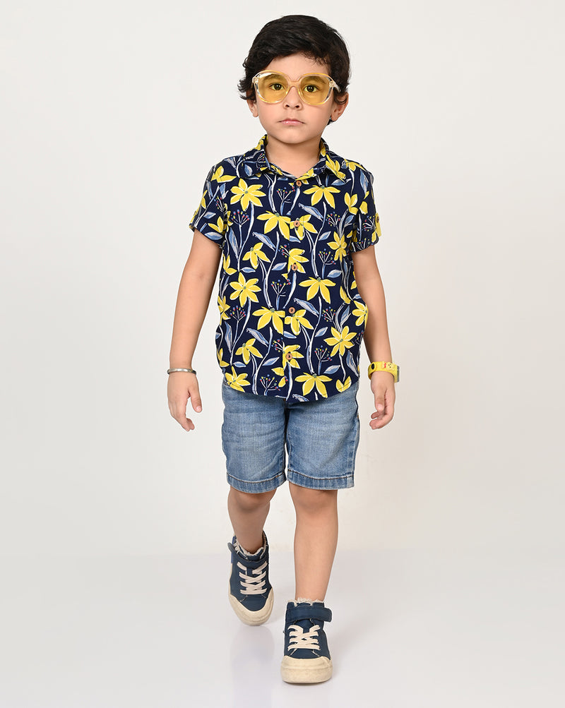 Sassy Boho Boys Navy Shirt From The Sibling Collection